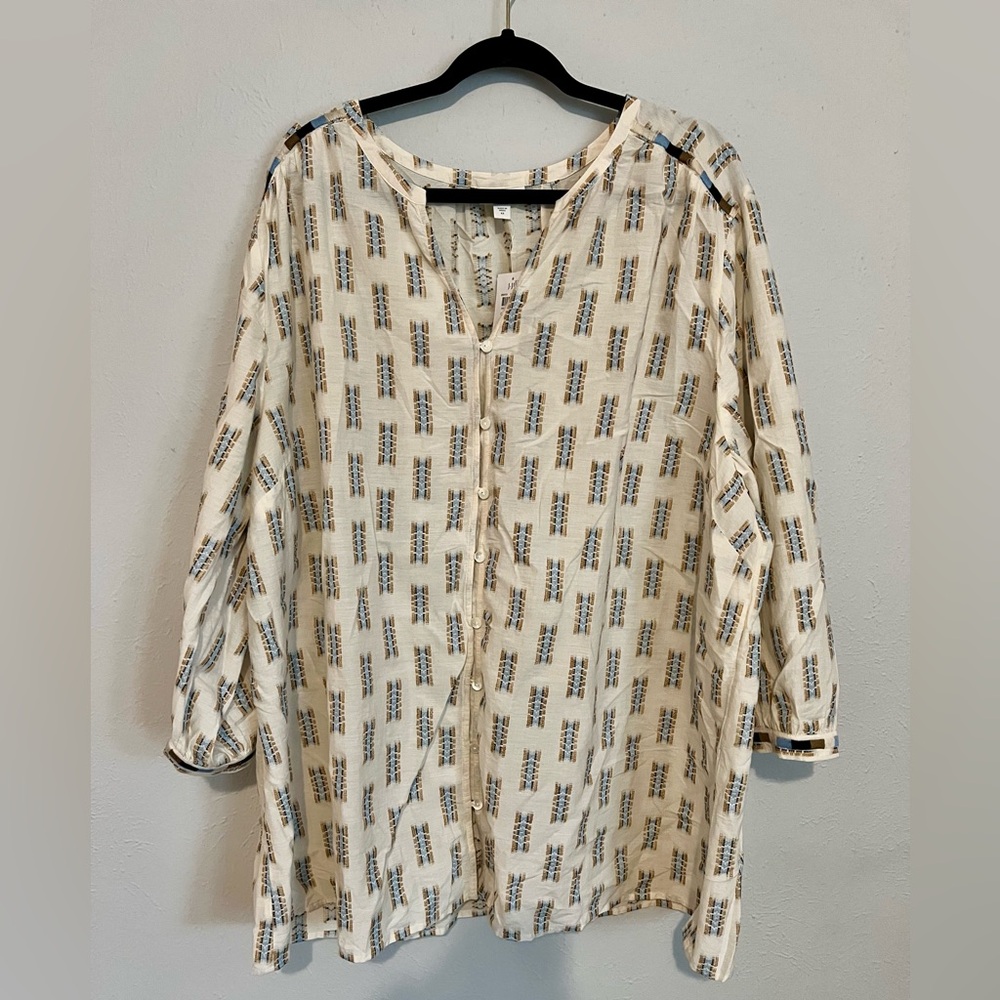 J.JILL CREAM EMBROIDERED TUNIC TOP - 4X - NWT